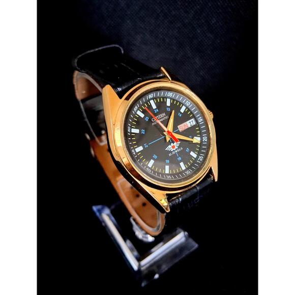 Vintage Men's Automatic CN-W4S Leather Wrist Watch RARE